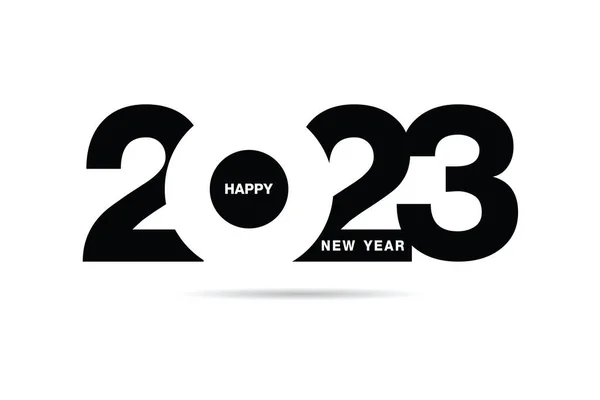 Mutlu yıllar 2023 metin tasarımı. Broşür tasarım şablonu, kart, afiş için. Vektör çizimi. Beyaz arkaplanda izole.