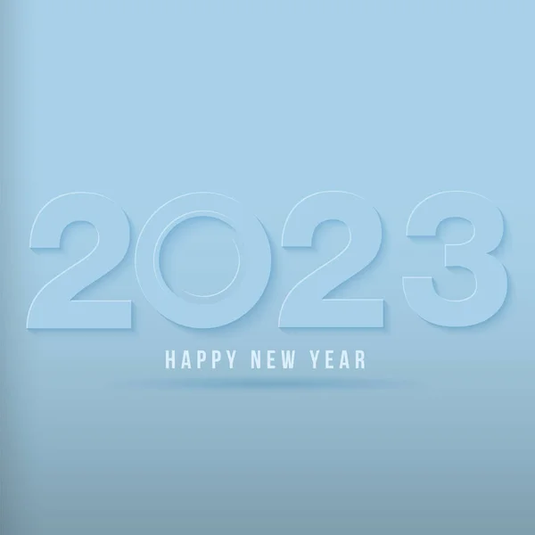 Mutlu yıllar 2023 metin tasarımı. Broşür tasarım şablonu, kart, afiş için. Vektör çizimi. Açık mavi arkaplanda izole.