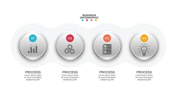 Business Infografica Cerchio Forma Quattro Opzioni Processo Passo Presentazione Può — Vettoriale Stock