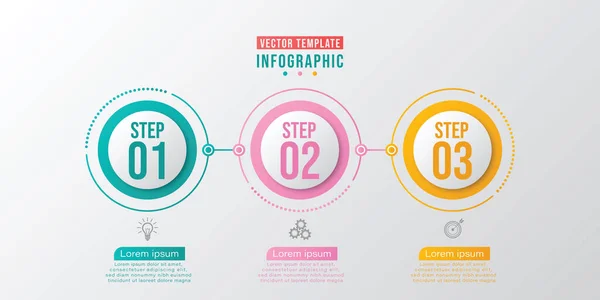 Business Infographic Circle Shape Three Option Process Step Presentation Can — стоковый вектор