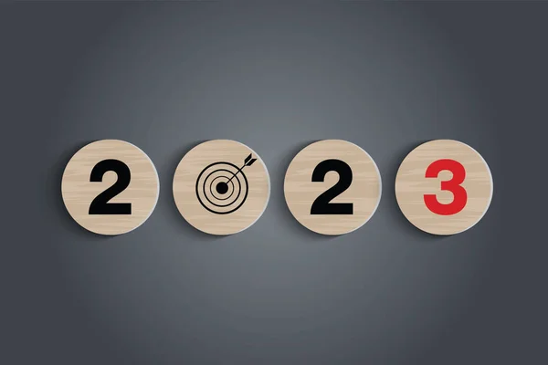 Numbers 2023 Circular Wooden Block Table Design Publications Posters Brochures — Image vectorielle