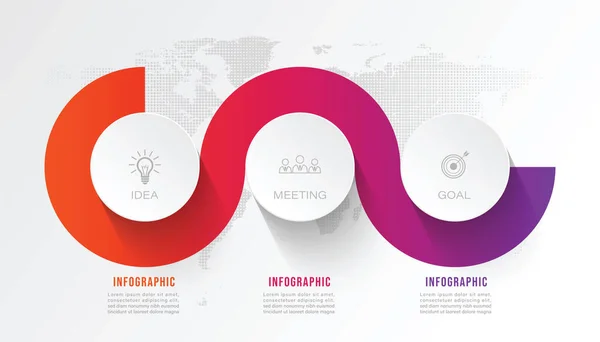 Business Infographic Circle Shape Three Option Process Step Presentation Can — стоковый вектор