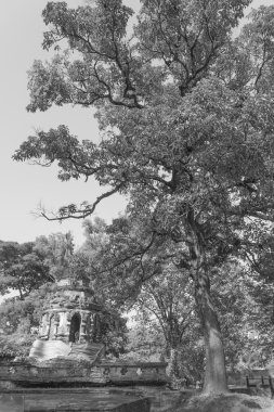 Pagoda üzerinde siyah ve beyaz