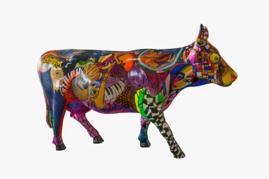 süslü inek bebek beyaz zemin üzerine