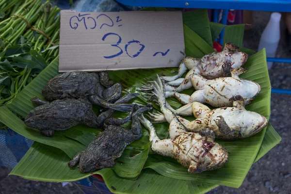 Rãs frescas no mercado alimentar local — Fotografia de Stock