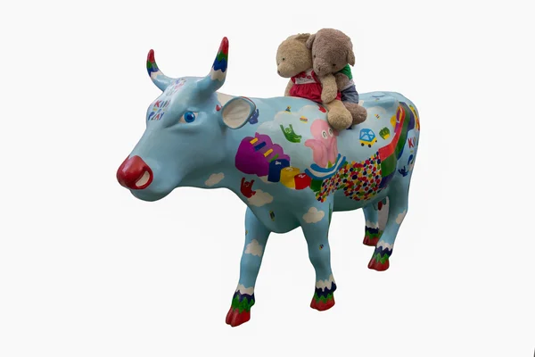 Grote koe en Berin pop op witte achtergrond — Stockfoto