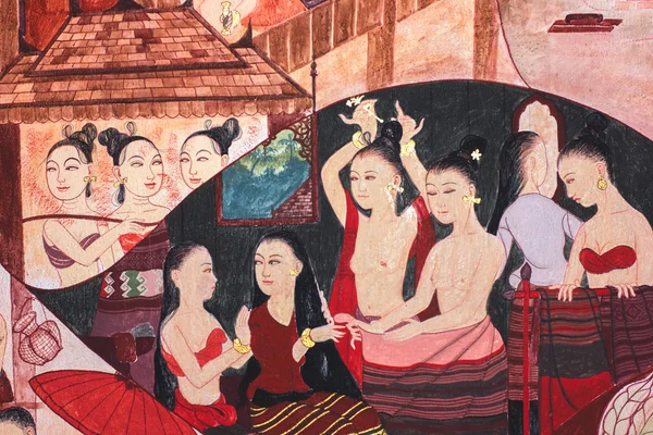 Thai erotic on mural — Stock Photo, Image