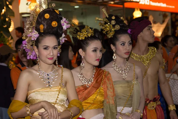 Pretty thai fancy in loy Krathong festival — Stock Photo, Image