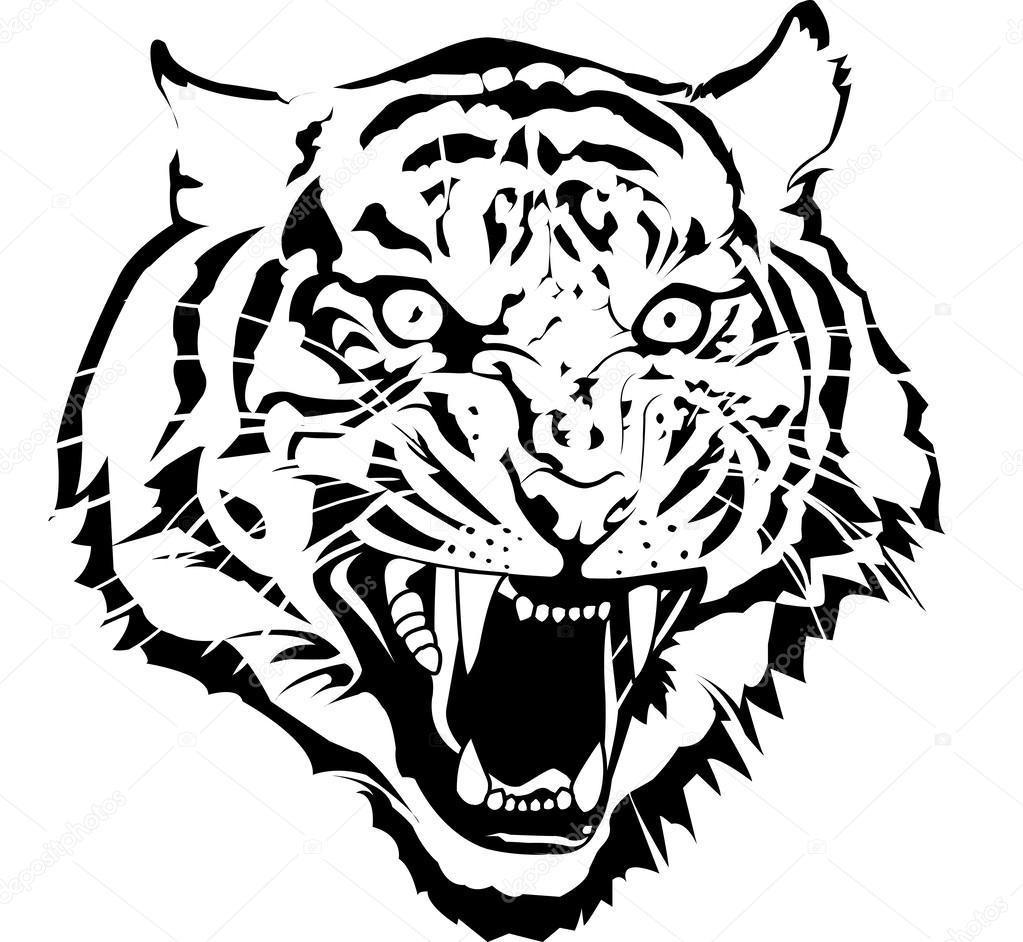 Black And White Tiger Face Printable