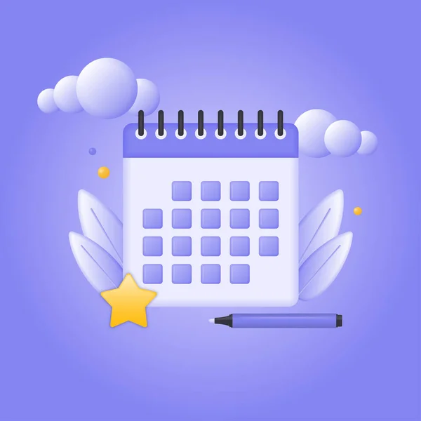 Kalender Marker Pictogram Planningsconcept Vectorillustratie — Stockvector