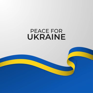 Ulusal bayrak renginde bir kurdeleyle Ukrayna 'ya barış. Ukrayna 'daki savaşı durdurun. konsept vektör illüstrasyonu.