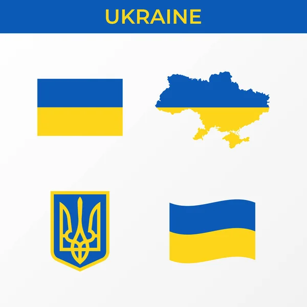 Template Ukrainian Flag Territory Coat Arms Vector Illustration Project Design — Stock Vector