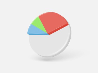 Daire diyagramı 3D simgesi. beyaz arkaplanda izole edilmiş gerçekçi vektör illüstrasyonu.