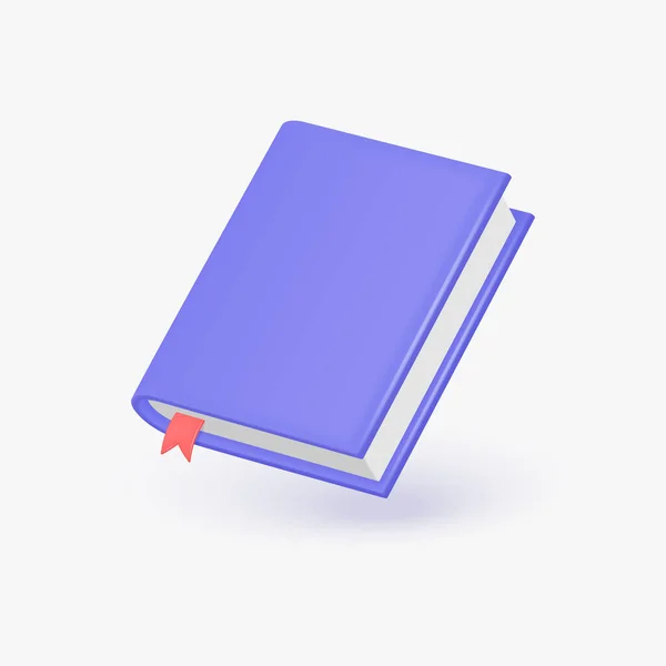 Book Icon Red Bookmark Realistic Style Hardcover Book Concept Learning — Διανυσματικό Αρχείο