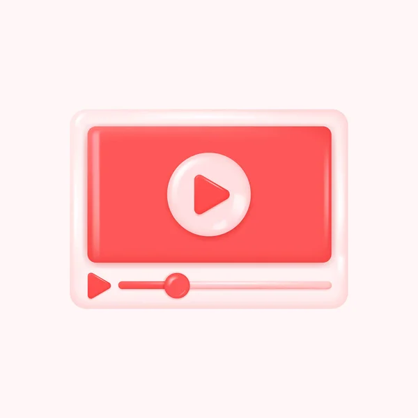 Video Player Template Play Button Concept Watching Video Live Broadcast — Vector de stock
