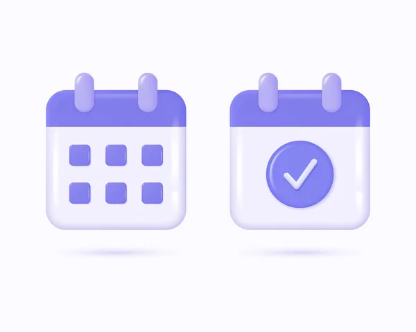 Vector Illustration Calendar Check Mark Realistic Style Isolated White Background — Stock vektor