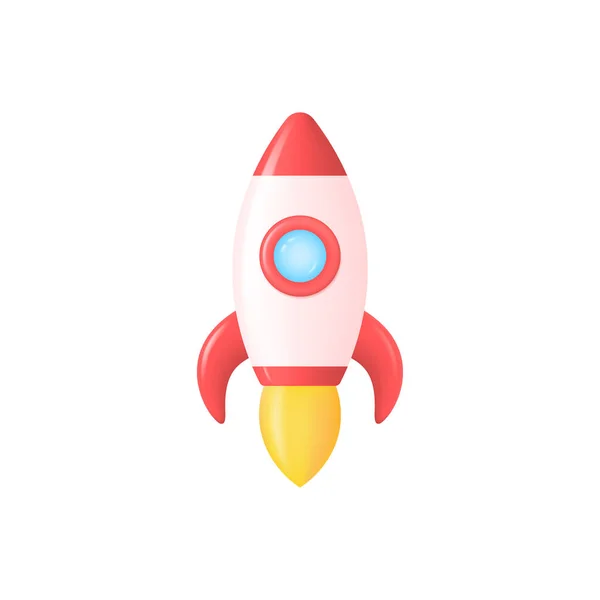 Rocket Spaceship Icon Cartoon Style Startup Business Start Concept Vector —  Vetores de Stock