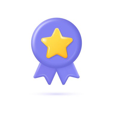 Çizgi film tarzında üç boyutlu bir ikon. Birinci sınıf kalite güvence damgası. Beyaz arkaplanda izole edilmiş vektör illüstrasyonu.