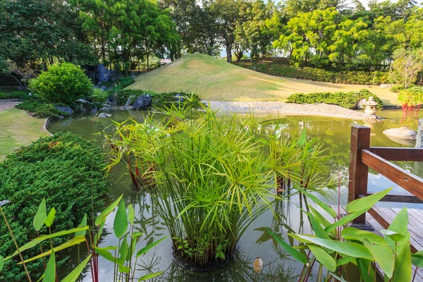 Paysage de l'étang et de l'eau dans le jardin japonais — Photo