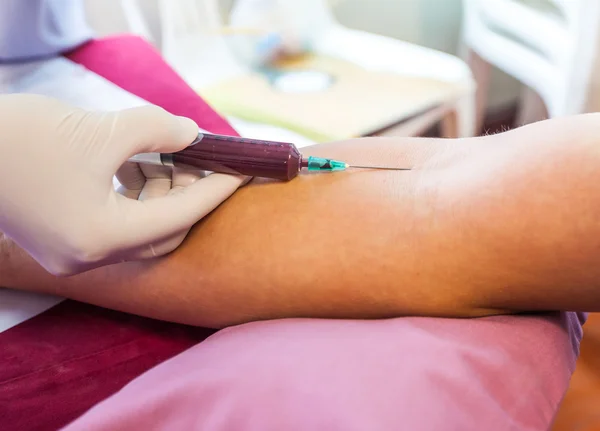 Close up of blood extraction by Nurse — Stock Photo, Image