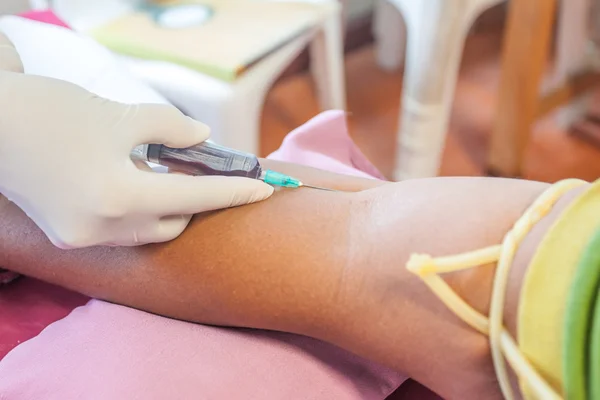 Close up of blood extraction by Nurse — Stock Photo, Image