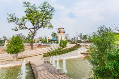 Rüzgar türbinleri bir kafede lampang Tayland.