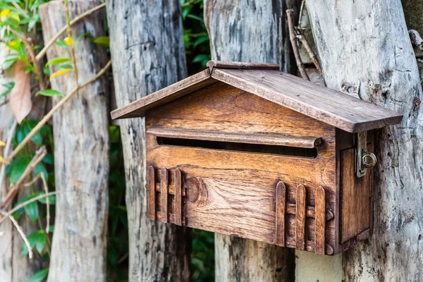Wood mailbox on home page. — Stock Photo, Image