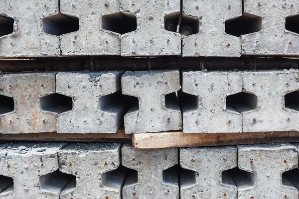 Contractors space for the storage of finished concrete pilings u — Stock Photo, Image