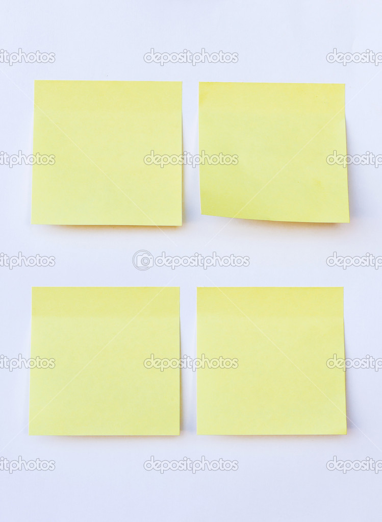 blank yellow note on isolated white background
