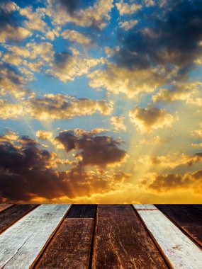 ahşap doku perspektif ve gün batımı