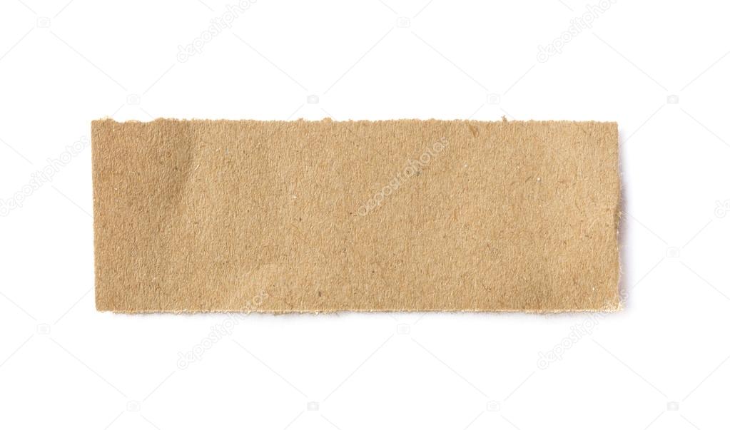 Torn brown paper sheet on white background