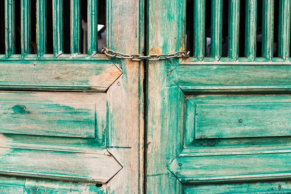 Old door paint green for vintage style — Stock Photo, Image