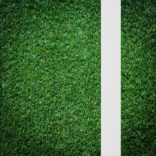 White stripe on the green soccer field from top view — Stock Photo, Image