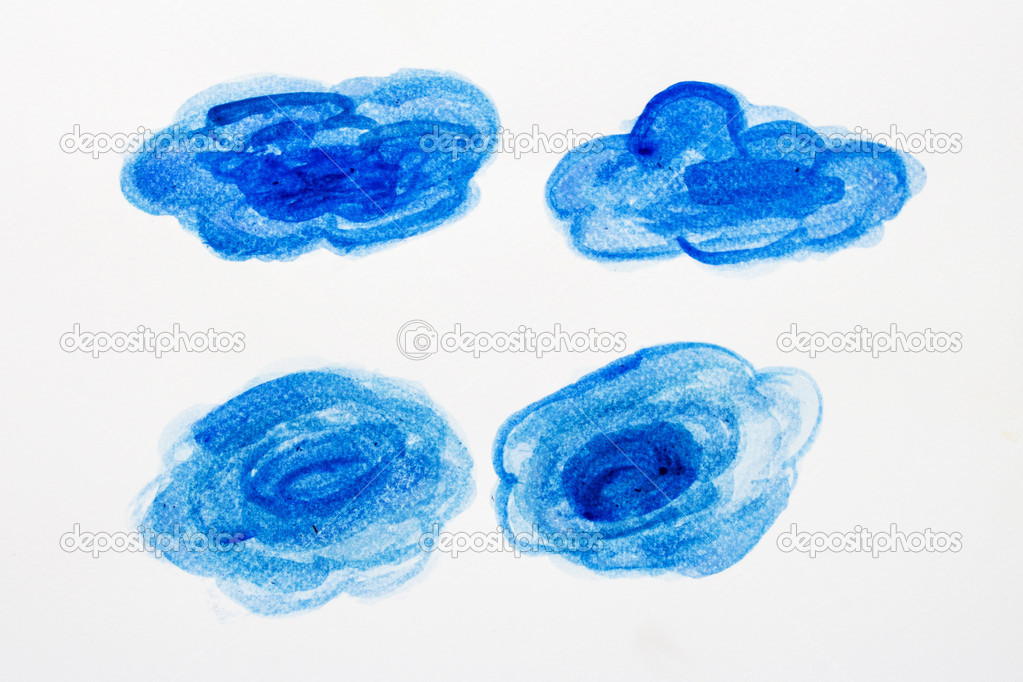 Beautiful watercolor clouds  hand paint on white background