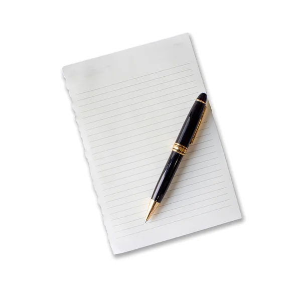 Note paper and pen on white background — Stock Photo, Image