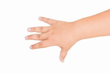 Beş numaralı izole çocuk el gösterir