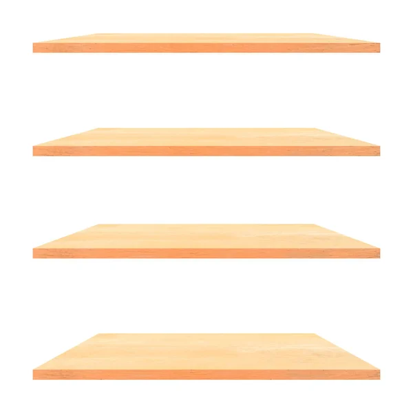 四个旧木架桌子 白色背景隔离 产品展示蒙太奇 — 图库照片