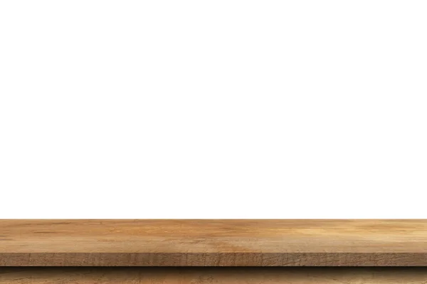 Пустой Старый Деревянный Стол Изолированном Белом Фоне Отображение Монтажа Копировальным — стоковое фото