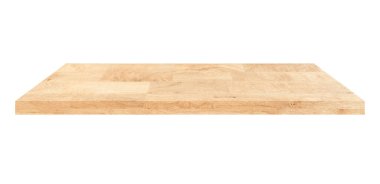 İzole edilmiş beyaz arkaplanda ahşap raf