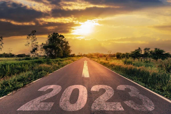 Boş Asfalt Yol Yeni Yıl 2023 Konsepti 2023 Hedeflerine Giden — Stok fotoğraf