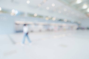 Abstract blur airport interior for background with space