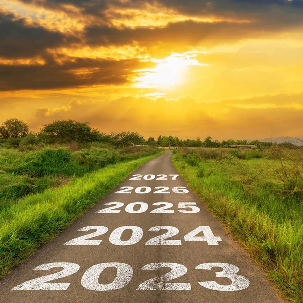 Boş Asfalt Yol Yeni Yıl 2023 Konsepti 2023 Giden Boş — Stok fotoğraf