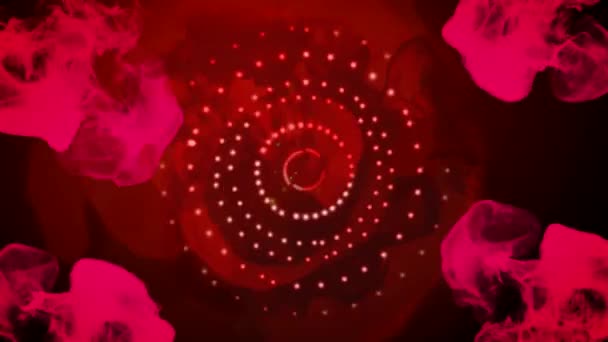 Kaléidoscope abstrait en vert, rouge, bleu avec fumée — Video