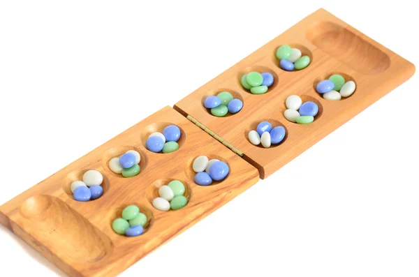 Mancala, jogo de tabuleiro tradicional — Fotografia de Stock