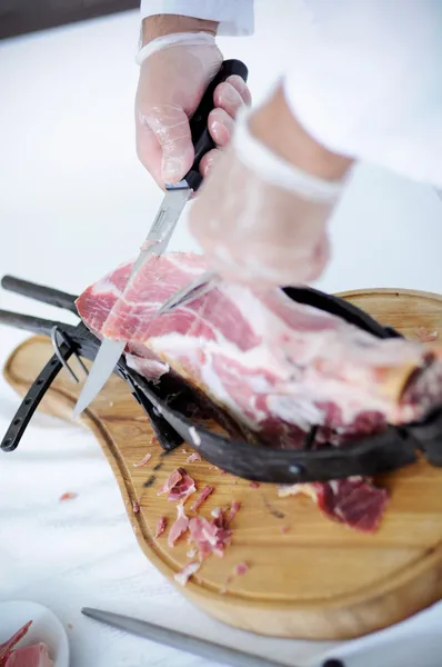 Koken voorbereiden ham — Stockfoto