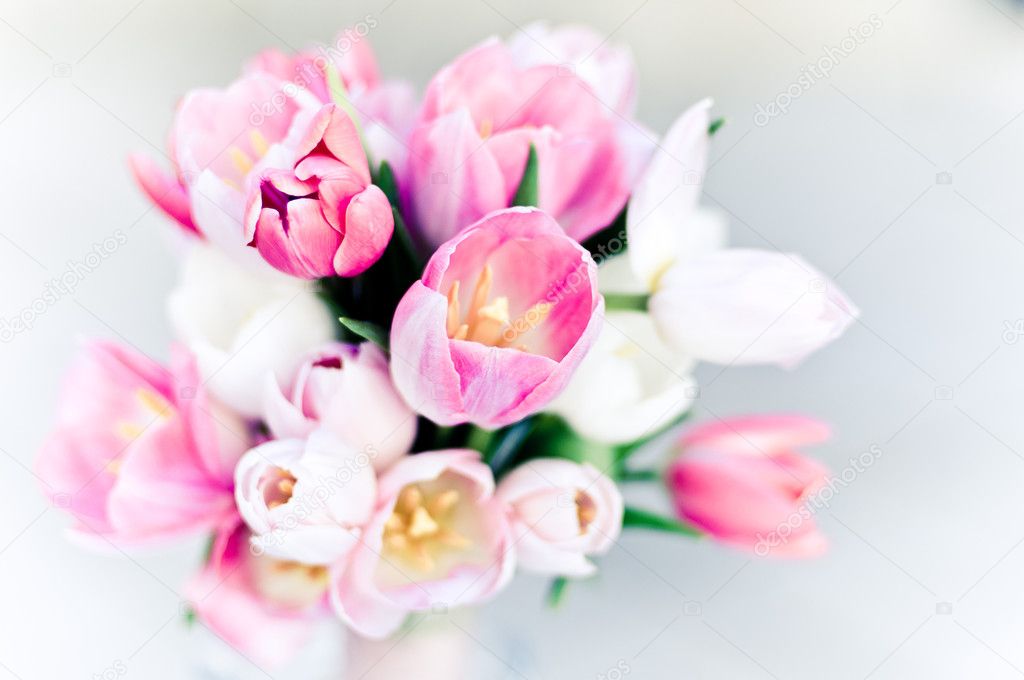 Pink wedding bouquet, tulips