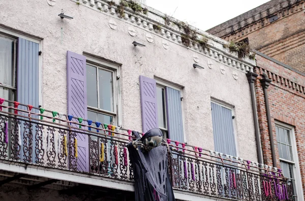 Halloween dekorasi di balkon, New Orleans — Stok Foto