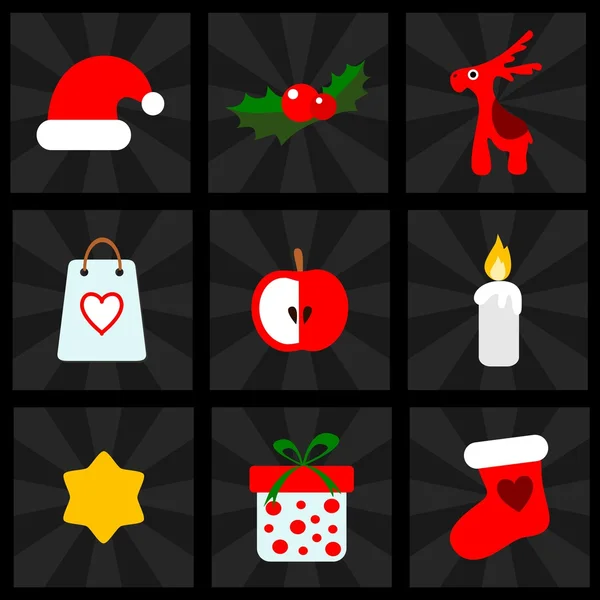 Christmas icons set, vector illustrations, for web or mobile applications — Stock Vector
