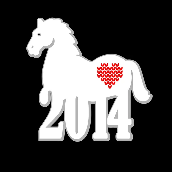 New year 2014, year of horse, calendar symbol, vector illustration silhouette — Stock Vector