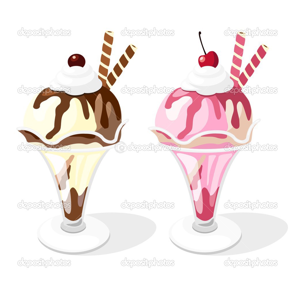 Ice cream sundae illustration, vector